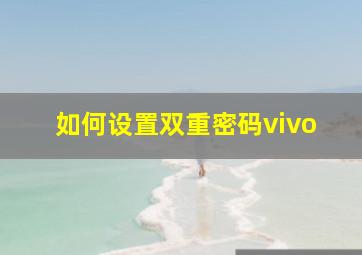 如何设置双重密码vivo