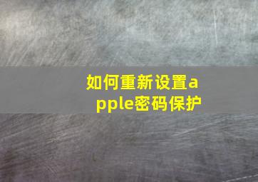 如何重新设置apple密码保护