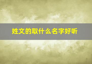 姓文的取什么名字好听