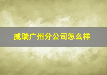 威瑞广州分公司怎么样