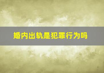 婚内出轨是犯罪行为吗