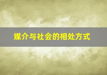 媒介与社会的相处方式