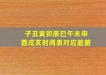 子丑寅卯辰巳午未申酉戌亥时间表对应脏腑