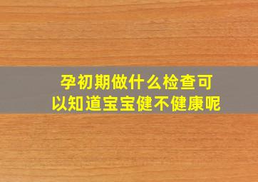 孕初期做什么检查可以知道宝宝健不健康呢