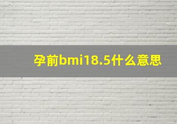 孕前bmi18.5什么意思