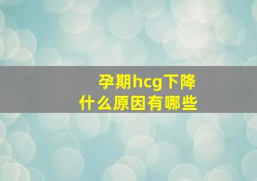 孕期hcg下降什么原因有哪些