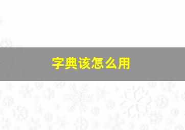 字典该怎么用