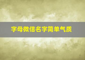 字母微信名字简单气质