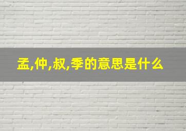 孟,仲,叔,季的意思是什么