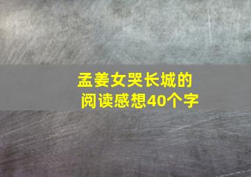 孟姜女哭长城的阅读感想40个字