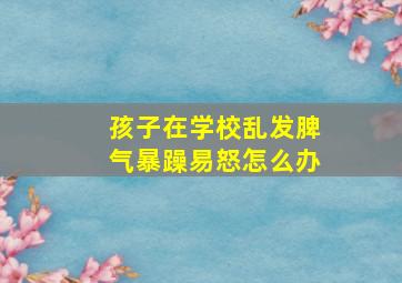 孩子在学校乱发脾气暴躁易怒怎么办