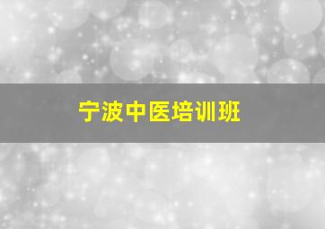 宁波中医培训班