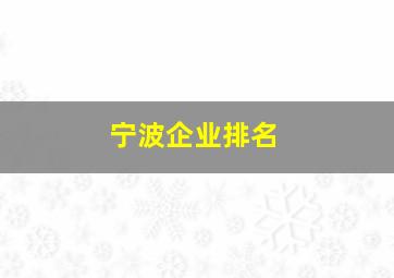 宁波企业排名