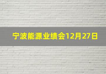 宁波能源业绩会12月27日