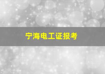 宁海电工证报考