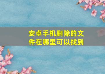 安卓手机删除的文件在哪里可以找到