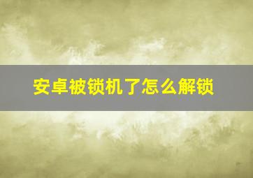 安卓被锁机了怎么解锁