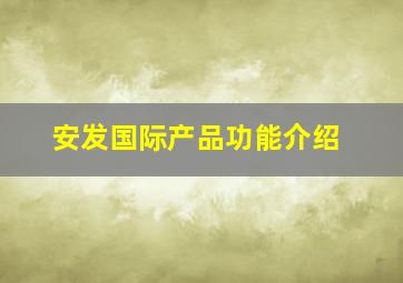 安发国际产品功能介绍