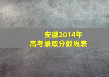 安徽2014年高考录取分数线表