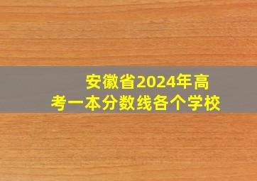 安徽省2024年高考一本分数线各个学校