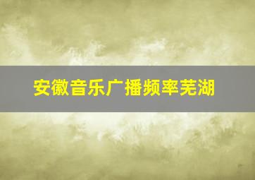 安徽音乐广播频率芜湖