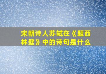 宋朝诗人苏轼在《题西林壁》中的诗句是什么