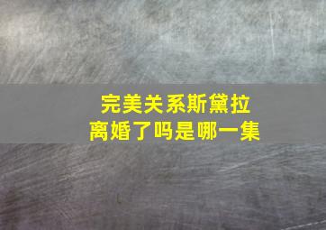 完美关系斯黛拉离婚了吗是哪一集