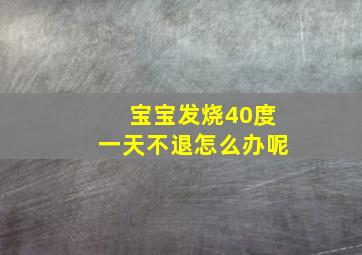 宝宝发烧40度一天不退怎么办呢