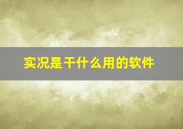 实况是干什么用的软件