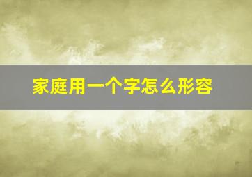 家庭用一个字怎么形容