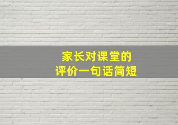 家长对课堂的评价一句话简短