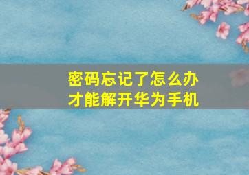 密码忘记了怎么办才能解开华为手机