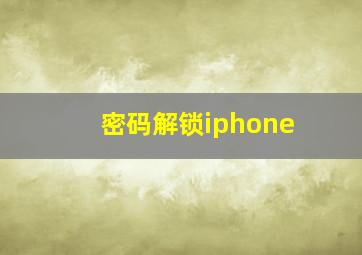 密码解锁iphone