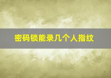 密码锁能录几个人指纹