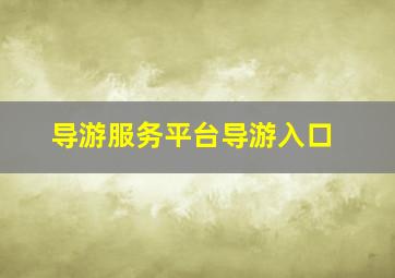 导游服务平台导游入口