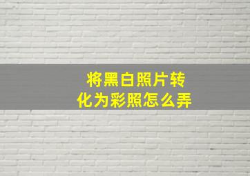 将黑白照片转化为彩照怎么弄