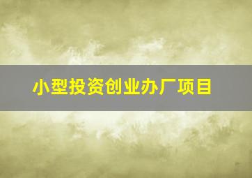 小型投资创业办厂项目