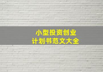 小型投资创业计划书范文大全