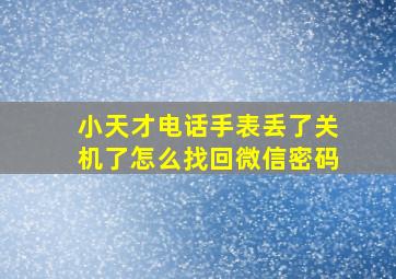 小天才电话手表丢了关机了怎么找回微信密码