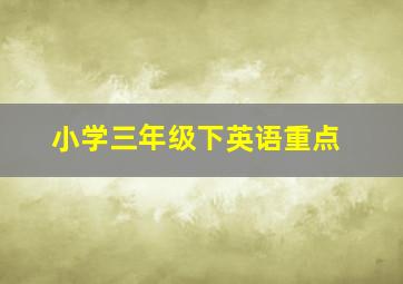 小学三年级下英语重点