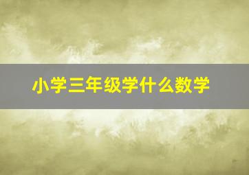 小学三年级学什么数学