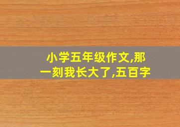 小学五年级作文,那一刻我长大了,五百字