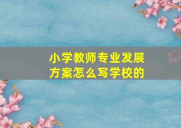 小学教师专业发展方案怎么写学校的