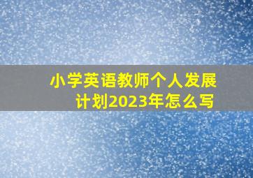 小学英语教师个人发展计划2023年怎么写