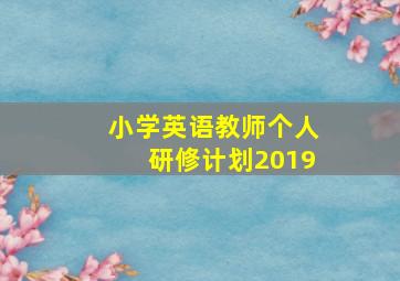 小学英语教师个人研修计划2019