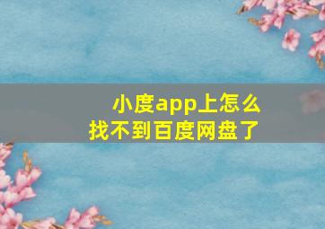 小度app上怎么找不到百度网盘了