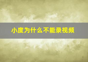 小度为什么不能录视频