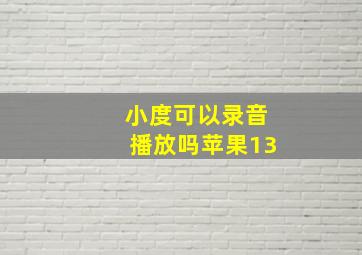 小度可以录音播放吗苹果13