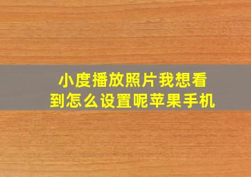 小度播放照片我想看到怎么设置呢苹果手机