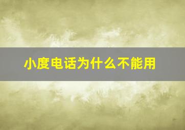 小度电话为什么不能用